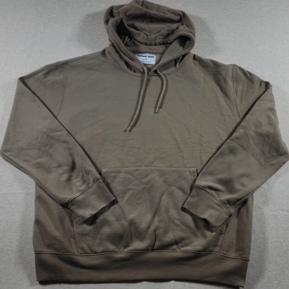 Urban Man Hoodie Mens XL Taupe Tan‎ Brown Fleece Pullover Sweatshirt Streetwear